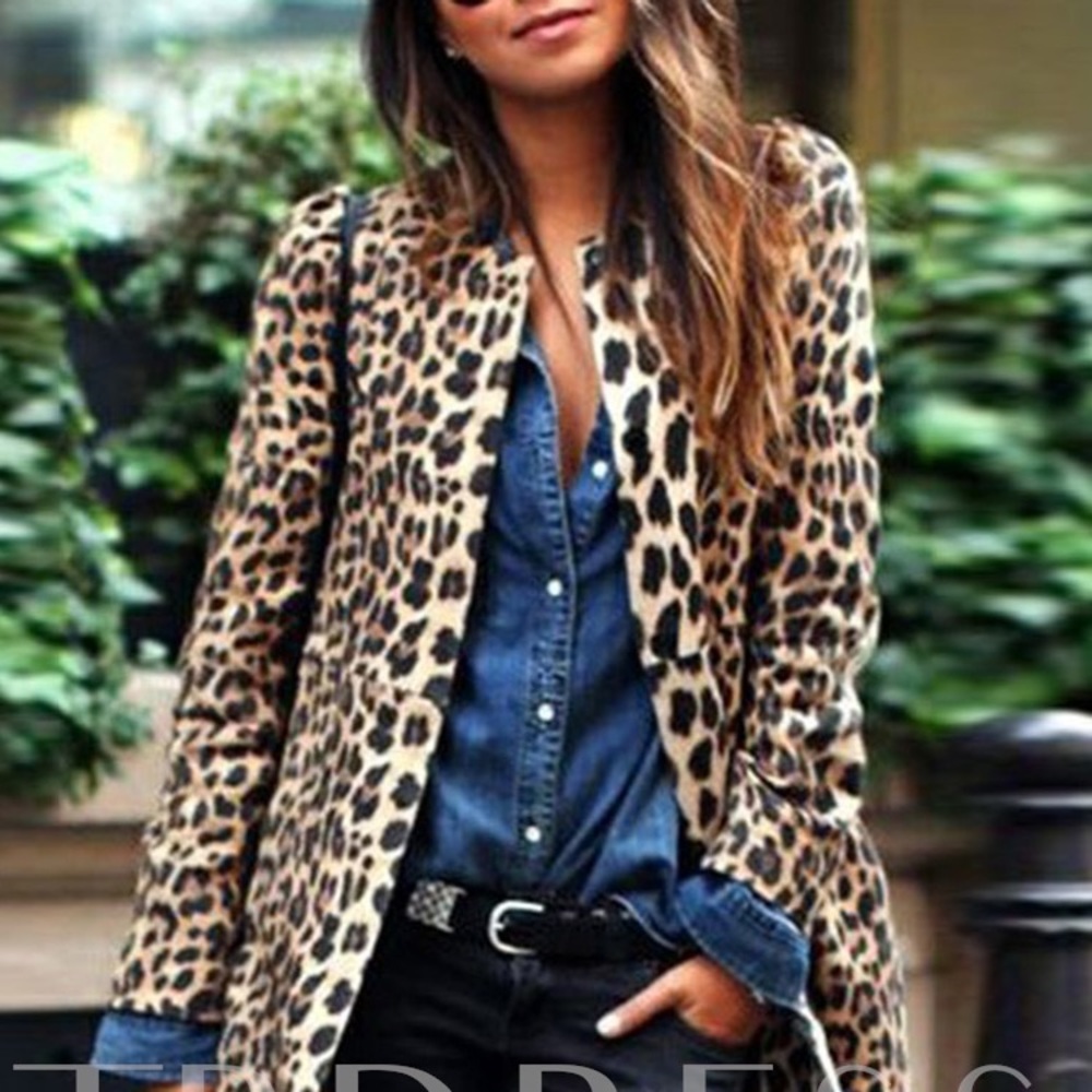 Chico’s animal print mid length jacket